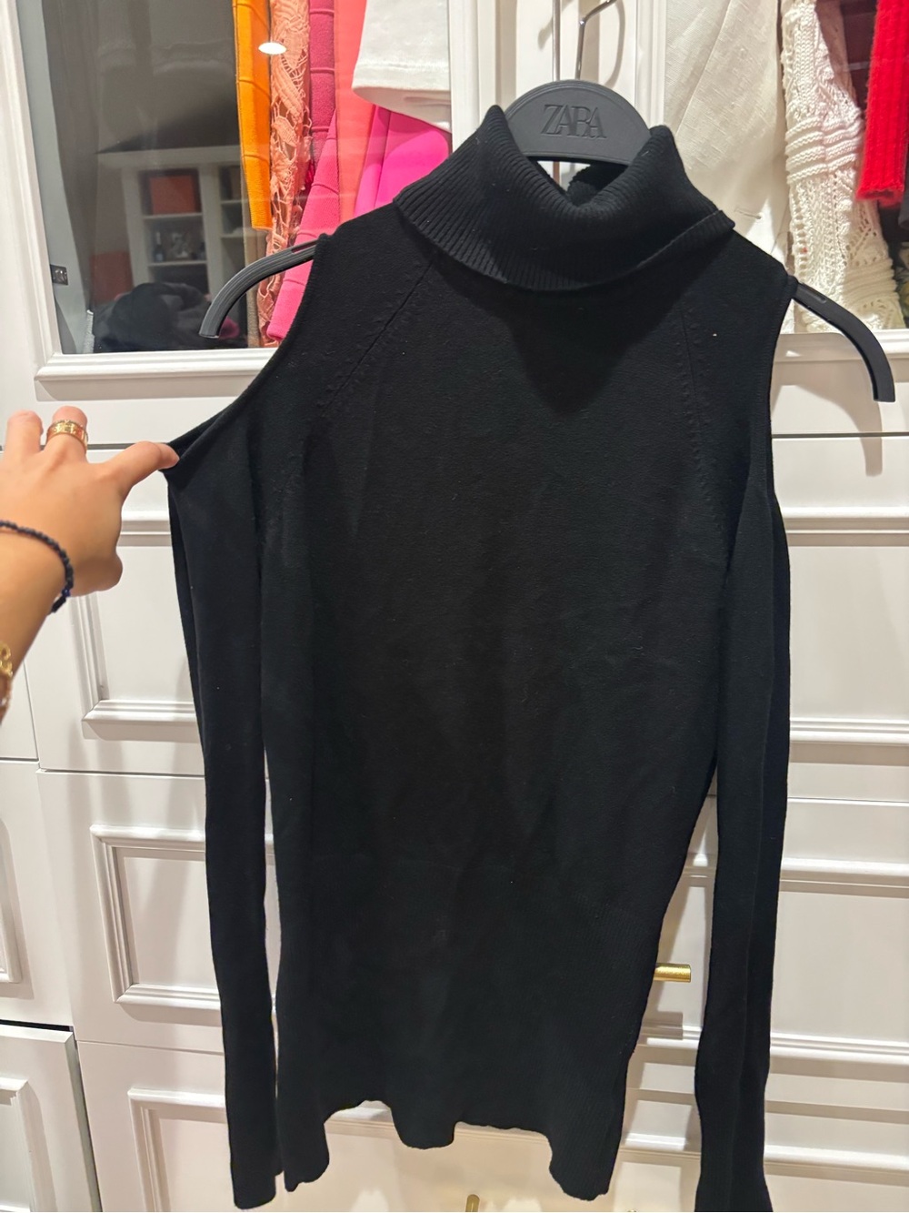 2000’s Cache Black Cold-Shoulder Turtleneck Sweater